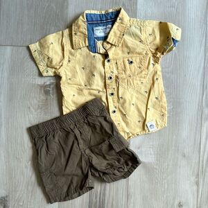 Free Planet 100% Cotton Polo And Shorts, Palm Trees, Baby 12m